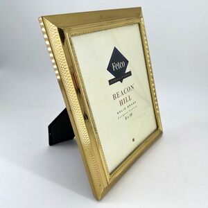 Fetco Beacon Hill Solid Brass 8x10 Picture Frame Gold Lacquer Coated Textured